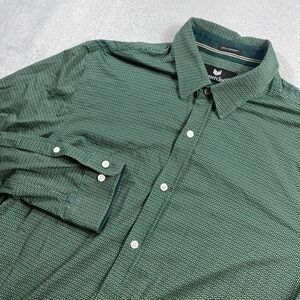 Buttercloth Icy Cotton Mens XL Slim‎ Fit Green Geometric Print Button Down Shirt